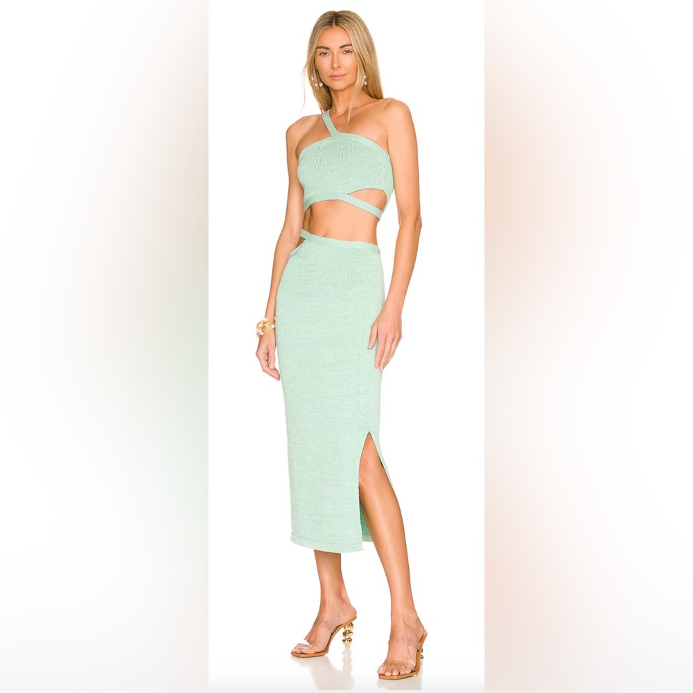 Cult Gaia Green Set (Sanura Knit Top & Samira Skirt)